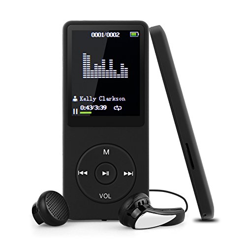 Swees 8GB MP3 Player Tragbare MP3 Musik Player mit FM Radio Funktion 70 Stunden Wiedergabe, inklusive kopfhörer und USB kabel, Schwarz