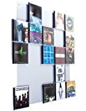 Farbige Design CD-Wand / CD Wandregal / CD Wandhalter / CD Halter - CD-Wall Square 5x5 Farbe: weißaluminium für 25CDs zur sichtbaren Präsentation Ihrer Lieblings Cover an der Wand