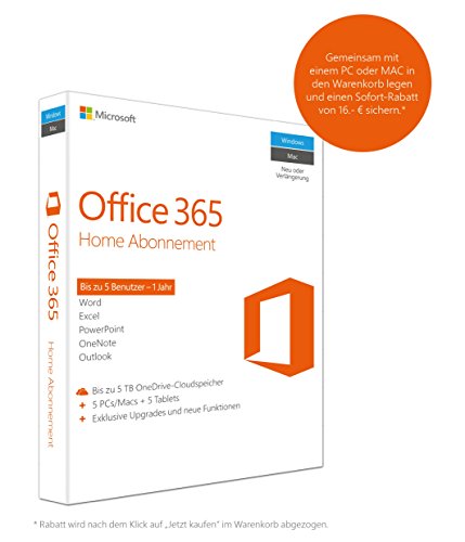 Microsoft Office 365 Home 5PCs/MACs - 1 Jahresabonnement - multilingual (Product Key Card ohne Datenträger)