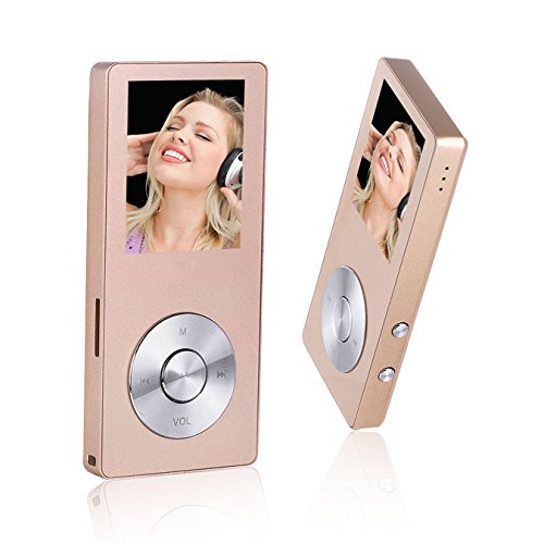 Peficecy Musik-Player, 8GB Hi-Fi Sound Klang Metall MP3-Player, im Lautsprecher eingebaut, mit FM Radio und Diktiergerät-Funktion, Unterstützung Erweiterbar Auf Bis Zu 32 GB (Rosengold)