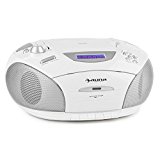 auna RCD 220 Ghettoblaster tragbarer CD-Player (USB-Port, Kassettendeck, UKW-Radio, MP3) weiß