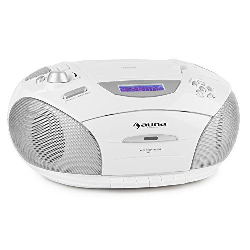 auna RCD 220 Ghettoblaster tragbarer CD-Player (USB-Port, Kassettendeck, UKW-Radio, MP3) weiß