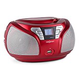 oneConcept Groovie RD Ghettoblaster Boombox (Bluetooth, CD-Player, UKW, AUX, MP3) rot