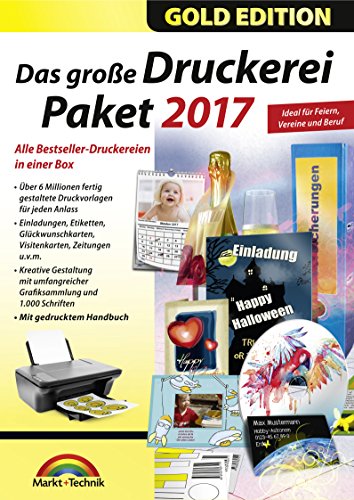 Das große Druckerei Paket 2017 Einladungen, Etiketten, Glückwunschkarten, Visitenkarten, CD/DVD Druckerei - 50.000 ClipArts und 5.000 lizenzfreie Fotos