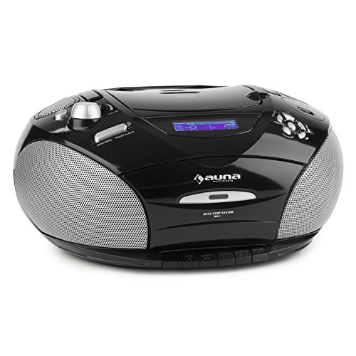 auna RCD 220 Ghettoblaster tragbarer CD-Player (USB-Port, Kassettendeck, UKW-Radio, MP3) schwarz
