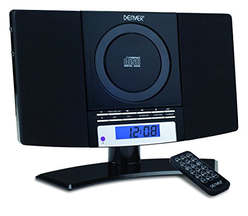Denver 12120530 Musik-Center (vertikaler CD-Player mit LCD-Display, AUX-In, Wandhalterung, Weckerradio) schwarz