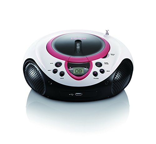 Lenco SCD-38 Tragbares UKW-Radio mit CD/MP3-Player (USB 2.0) pink