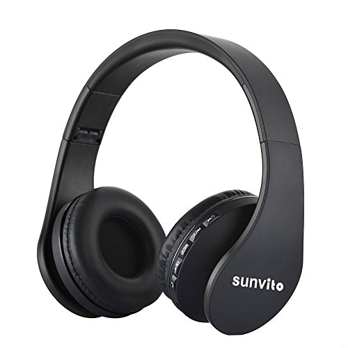 Funkkopfhörer,Sunvito 5 in 1 Faltbare Wireless Bluetooth Kopfhörer mit TF, MP3 Player, FM Radio, Wired Headphones mit Mikrofon Over-Ear-Stereo-Headset für iPhone, Samsung, iPod, Android, Laptops, PC