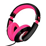 RockPapa Stereo Over Ear Kopfhörer Headphone für Kinder Erwachsene, Noise Cancellation, Verstellbare, leichtgewicht, Tiefe Bässe für iPod Touch Nano Shuffle MP3 MP4 CD DVD Player iPad Tablet PC Schwarz rosa