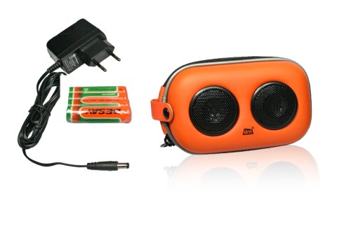 DNT SoundBox X-01 Tragbarer Lautsprechersystem (Ladegerät, Audio-Eingang für CD-/MP3-Player) orange/schwarz