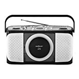 oneConcept Boomtown-Beach Tragbarer CD-Player MP3-CD-Radio mit USB-Slot (MP3-CD-Spieler, UKW-MV-Radio-Tuner, vollmobil mit Tragegriff, Netz-oder Batterie-Betrieb) schwarz