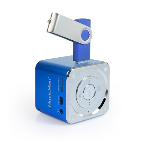 MusicMan Mini Soundstation (MP3 Player, Stereo Lautsprecher, Line In Funktion, SD/microSD Kartenslot) blau