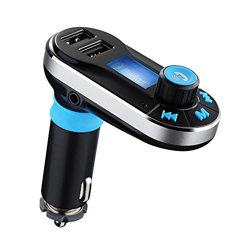 VicTsing Bluetooth KFZ Auto FM Transmitter, Radio Adapter MP3 Player, mit Freisprechfunktion, Dual USB-Lade Ausgang, Mikro SD/TF Card Slot, 3,5mm AUX in für iPhone 7 Galaxy - Silver