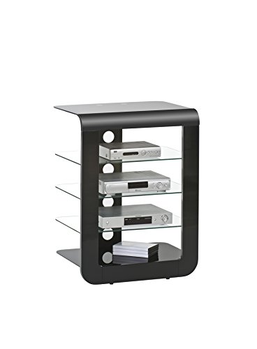 Maja 16464742 TV- und HiFi-Rack, 600 x 805 x 450 mm, schwarz Hochglanz / schwarzglas