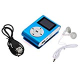 FEITONG Mini USB Clip MP3 Player Musik Player LCD Schirm Kopfhörer Datenkabel Unterstützung 32 GB Micro SD TF Karte (Blau)