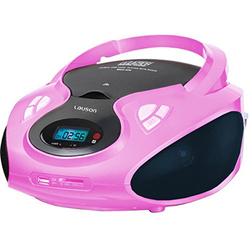 Tragbarer CD MP3 Player USB SD-Card Radio Tragbares Kinder CD-Radio Boombox (Pink)