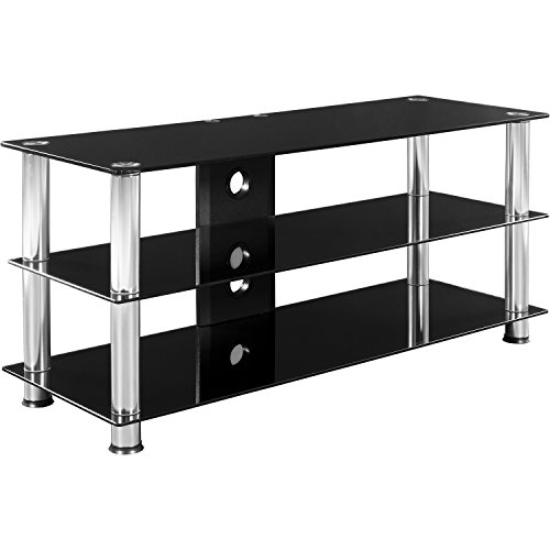 STILISTA® TV Rack Glas Tisch in Schwarzglas-Optik, 110 x 50 x 40 cm, 8mm Sicherheitsglas