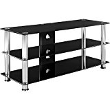 STILISTA® TV Rack Glas Tisch in Schwarzglas-Optik, 110 x 50 x 40 cm, 8mm Sicherheitsglas