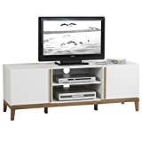 TV Rack Lowboard Hifi Möbel Fernsehtisch Beistelltisch Wohnzimmertisch RIGA, 2 Fächer, 2 Türen, weiß